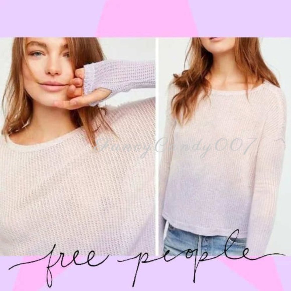 Free People We The Free Smokewash Print Hacci Moonstone Size L Pink & pu…
